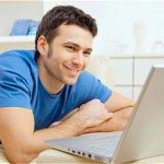 A man having online counselling via computer
