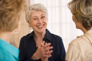 woman talking with friends