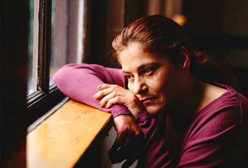 A depressed middle age birth mother